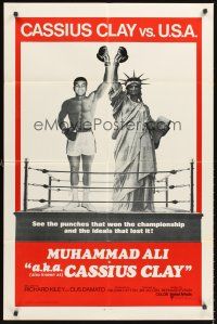5p022 A.K.A. CASSIUS CLAY int'l 1sh '70 champion boxer Muhammad Ali & Statue of Liberty in ring!