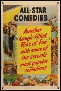 5p050 ALL-STAR COMEDIES 1sh '50 Columbia comedy shorts, cool border artwork!