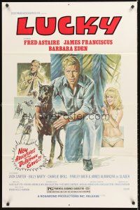 5p055 AMAZING DOBERMANS 1sh R78 Fred Astaire, sexy Barbara Eden, Lucky!