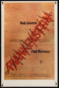 5p061 ANDY WARHOL'S FRANKENSTEIN 1sh '74 Paul Morrissey, great image of title in stitches!