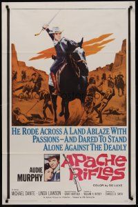5p069 APACHE RIFLES 1sh '64 Audie Murphy vowed to stop the bloodshed of two warring nations!
