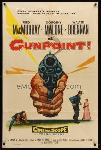 5p075 AT GUNPOINT 1sh '55 Fred MacMurray, really cool huge artwork image of smoking gun!