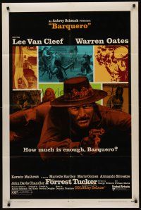5p082 BARQUERO 1sh '70 Warren Oates, Lee Van Cleef with gun, western gunslinger action!