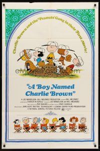 5p122 BOY NAMED CHARLIE BROWN 1sh '70 baseball art of Snoopy & the Peanuts by Charles M. Schulz!