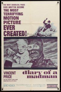 5p241 DIARY OF A MADMAN 1sh '63 Vincent Price in his most chilling portrayal of evil!