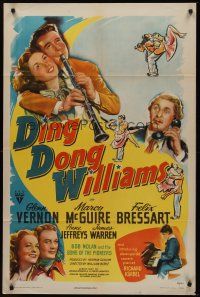 5p244 DING DONG WILLIAMS style A 1sh '45 artwork of Glen Vernon, Marcy McGuire, Anne Jeffreys!