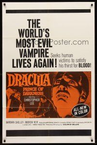 5p261 DRACULA PRINCE OF DARKNESS 1sh '66 great close image of vampire Christopher Lee!
