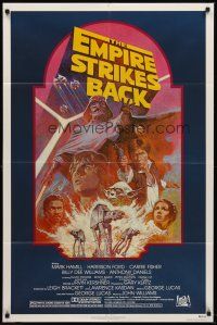 5p291 EMPIRE STRIKES BACK 1sh R82 George Lucas sci-fi classic, cool artwork by Tom Jung!