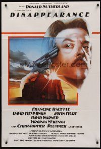 5p246 DISAPPEARANCE English 1sh '77 Castle art of Donald Sutherland w/gun to his head!