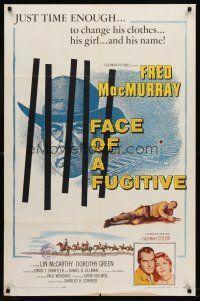5p307 FACE OF A FUGITIVE 1sh '59 great artwork of cowboy Fred MacMurray behind bars!