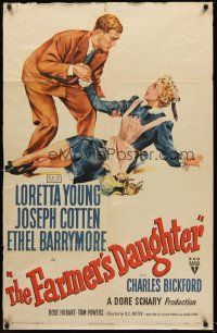 5p315 FARMER'S DAUGHTER style A 1sh '47 Loretta Young, Joseph Cotton, Ethel Barrymore!