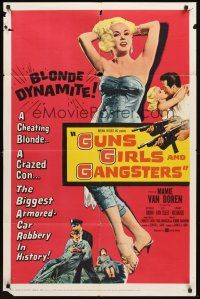 5p413 GUNS, GIRLS & GANGSTERS 1sh '59 sexy bad Mamie Van Doren is a blonde hell-cat on the prowl!