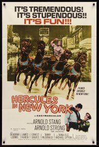 5p439 HERCULES IN NEW YORK 1sh '70 great image of barechested Arnold Schwarzenegger in 1st movie!