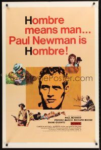 5p443 HOMBRE 1sh '66 Paul Newman, Martin Ritt, Fredric March, it means man!