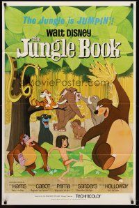 5p501 JUNGLE BOOK 1sh '67 Walt Disney cartoon classic, great image of Mowgli & friends!