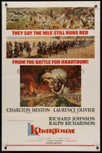 5p504 KHARTOUM new campaign style B 1sh '66 Charlton Heston & Laurence Olivier, great adventure!