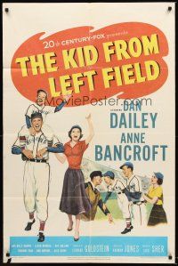 5p505 KID FROM LEFT FIELD 1sh '53 Dan Dailey, Anne Bancroft, baseball kid argues with umpire!