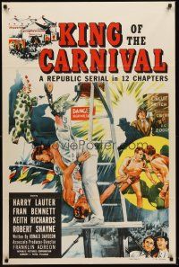 5p513 KING OF THE CARNIVAL 1sh '55 Republic serial, artwork of circus performers!