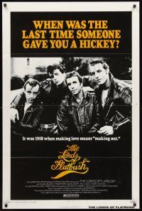5p549 LORDS OF FLATBUSH 1sh R77 cool portrait of Fonzie, Rocky, & Perry as greasers in leather!
