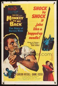 5p616 MONKEY ON MY BACK 1sh '57 Cameron Mitchell chooses a woman over dope and kicks the habit!