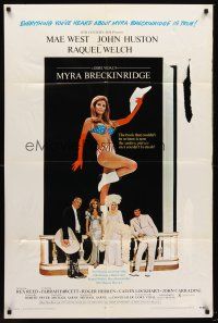 5p634 MYRA BRECKINRIDGE 1sh '70 John Huston, Mae West & sexy Raquel Welch in patriotic outfit!