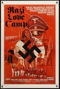 5p639 NAZI LOVE CAMP 1sh '77 classic bad taste image of tortured girls & swastika!
