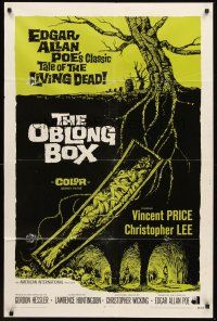 5p660 OBLONG BOX int'l 1sh '69 Vincent Price, Edgar Allan Poe's tale of living dead, horror art!