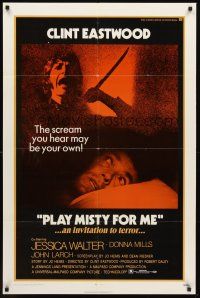 5p701 PLAY MISTY FOR ME 1sh '71 classic Clint Eastwood, image of Jessica Walter with knife!