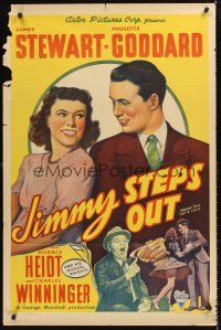 5p709 POT O' GOLD 1sh R46 stone litho of James Stewart & Paulette Goddard, Jimmy Steps Out!