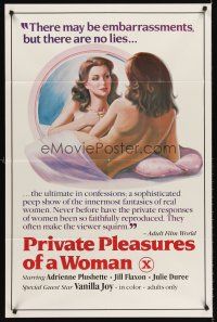 5p715 PRIVATE PLEASURES OF A WOMAN 1sh '83 sexy artwork of nude woman in a mirror!