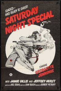 5p755 SATURDAY NIGHT SPECIAL 1sh '76 sexy art of near-naked girl with huge smoking gun!