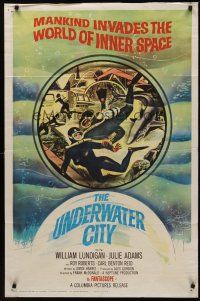 5p926 UNDERWATER CITY 1sh '62 William Lundigan, the world of inner space, scuba diving sci-fi!