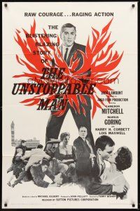 5p928 UNSTOPPABLE MAN 1sh '60 Cameron Mitchell, raw courage, raging action!