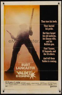 5p932 VALDEZ IS COMING 1sh '71 Burt Lancaster, written by Elmore Leonard, cool gunslinger image!