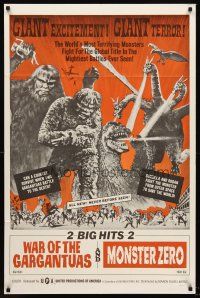 5p948 WAR OF THE GARGANTUAS/GODZILLA VS. MONSTER ZERO 1sh '66 great close up monster images!