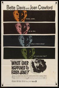 5p957 WHAT EVER HAPPENED TO BABY JANE? 1sh '62 Aldrich, scariest Bette Davis & Joan Crawford!