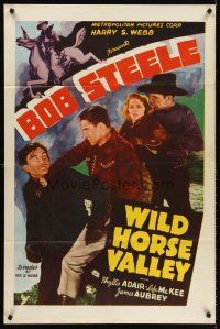 5p972 WILD HORSE VALLEY 1sh '40 pretty Phyllis Adair, Bob Steele western!