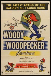 5p985 WOODY WOODPECKER 1sh '50 Walter Lantz, the latest antics of the nation's no.1 laugh bird!