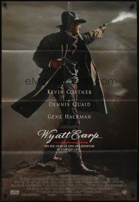 5p989 WYATT EARP 1sh '94 cool image of Kevin Costner in the title role firing gun!