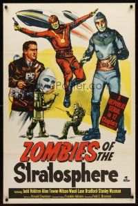 5p999 ZOMBIES OF THE STRATOSPHERE 1sh '52 great artwork image of aliens with guns!