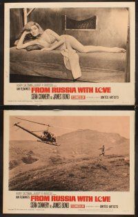 5r001 FROM RUSSIA WITH LOVE 8 LCs '64 barechested Sean Connery points gun at sexy girl in bed!