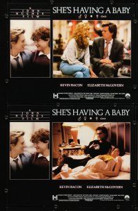5r483 SHE'S HAVING A BABY 8 English LCs '88 Kevin Bacon, Alec Baldwin, John Hughes!