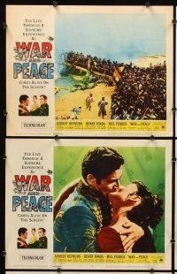 5r642 WAR & PEACE 8 LCs R63 art of Audrey Hepburn, Henry Fonda & Mel Ferrer, Leo Tolstoy epic!