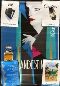 5s052 LOT OF 5 FORMERLY FOLDED ADVERTISING FRENCH ONE-PANELS '90s merchandise & events, cool art!
