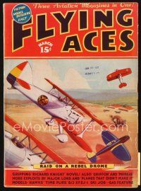 5s153 FLYING ACES magazine March 1937 Raid on a Rebel Drome, airplane art by August Schomburg!
