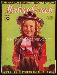 5s147 MODERN SCREEN magazine February 1938 wonderful art of Shirley Temple by Earl Christy!
