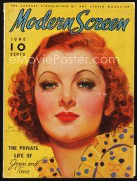 5s145 MODERN SCREEN magazine June 1936 artwork of sexy Myrna Loy by Earl Christy!