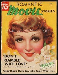 5s113 MOVIE STORY magazine April 1936 artwork of pretty Claudette Colbert by Zoe Mozert!
