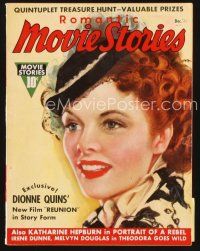 5s119 MOVIE STORY magazine December 1936 artwork of pretty Katharine Hepburn in A Woman Rebels!
