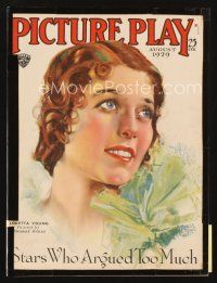 5s102 PICTURE PLAY magazine August 1929 wonderful art of sexy Loretta Young by Modest Stein!